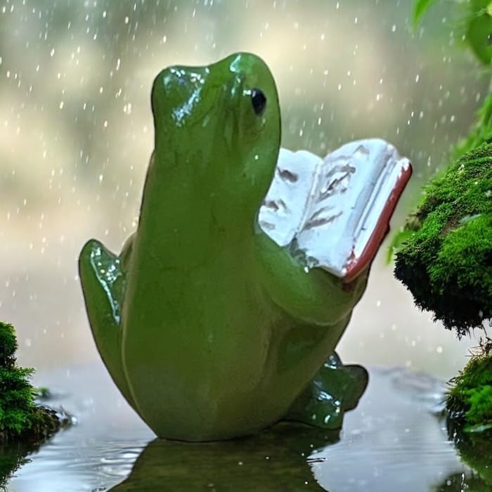 Amazon.co.jp: ミニチュアアニマル カエル 読書するカエル 小さな動物